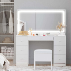 Makeup vanity Latitude Run Makeup Vanity White Dressing Table 15.4x46.1"