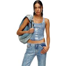 Diesel Cotton Tank Tops Diesel Blue De-Shi-S Denim Tank Top