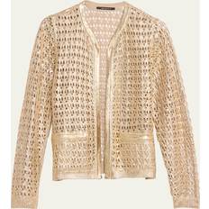 Gold - Women Cardigans Kobi Halperin Eve Metallic Open-Stitch Cardigan Sweater GOLD X-LARGE