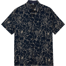 Ted Baker Shirt Dresses Clothing Ted Baker Cavu Short Sleeve Printed Cotton Shirt - Navy