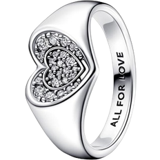 Pandora Radiant Heart Pavé Signet Ring - Silver/Transparent