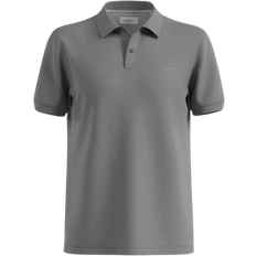 s.Oliver Logo Embroidery & Button Placket Polo Shirt - Grey