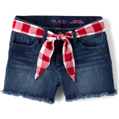 The Children's Place Kid's Gingham Belted Denim Shortie Shorts - Brooke Wash (3046439_32TG)