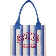Ganni Stoffvesker Ganni Striped Tote Large - Dark Blue