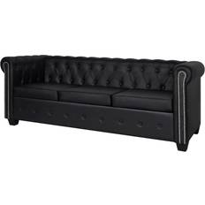 vidaXL Chesterfield Black Sofa 78.9" 3 Seater