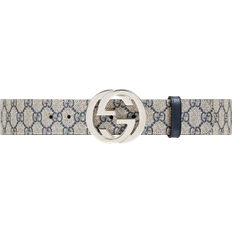 Beige - Men Belts Gucci GG Supreme Belt With G Buckle - Beige/Blue