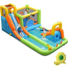 Costway 8 in 1 Inflatable Water Slide Bounce House with Splash Pool & 735W Blower