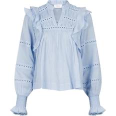 Blå - Dame Overdeler Neo Noir Aurika S Voile Blouse - Light Blue