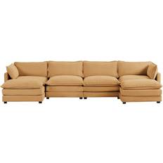 Living room sofas Corduroy Living Room Sectional Tan Sofa 147.6" 4 Seater