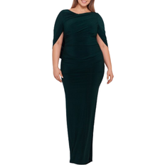 Betsy & Adam Miriam Long Jersey Draped Back Gown Plus Size - Forest