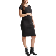 Quince Tencel Jersey Maternity Ruched Dress Black