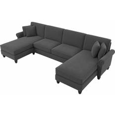Bush Furniture Coventry Sectional Couch Charcoal Gray Herringbone Sofa 131" 5 Seater