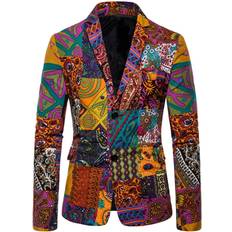 XL Blazers iOPQO Ethnic Printed Floral Slim Fit Blazer - Multicolour