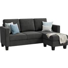 Yeshomy Convertible Sectional 3 Dark Gray Sofa 70.8" 4 Seater