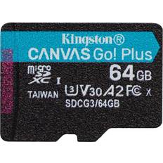 64 GB Minnekort Kingston Canvas Go! Plus microSDXC Class 10 UHS-I U3 V30 A2 170/70MB/s 64GB