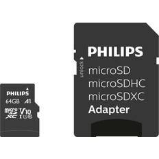 Philips Minnekort Philips microSDXC Class 10 UHS-I U1 V10 A1 80MB/s 64GB +SD adapter