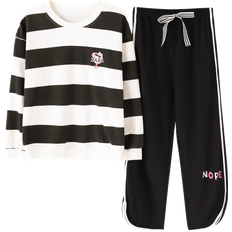 Dame Pysjamaser BlackBeauty BB Pajamas - Black/White