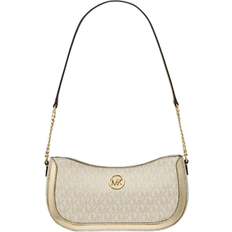 Michael Kors Leida Small Metallic Signature Logo Pochette - Pale Gold