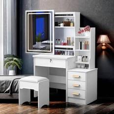 Dressing table with mirror RIDFY Makeup Vanity with Mirror and Lights White Dressing Table 15.4x35.4"