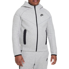 Nike Kid's Sportswear Tech Fleece Full Zip Hooded Jacket - Dark Gray Heather/Black/Black