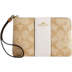 Wallets & Key Holders Coach Corner Zip Wristlet In Signature Canvas With Stripe - Signature Canvas/Im/Light Khaki/Chalk Lt Saddle