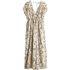 Baumwolle - Lange Kleider H&M Oversized Cotton Dress - Light Beige