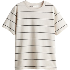 Beige T-skjorter & Singleter H&M Straight Cut T-shirt - Light Beige/Striped