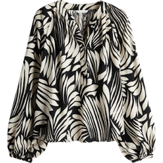 Women - XL Blouses H&M Balloon Sleeved Blouse - Black/Patterned