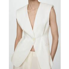 Women - XXL Suits Mango Peach Padded Shoulder Waistcoat, White