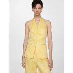 Cotton - Women Suits Mango Halter-neck vest with buttons pastel yellow Women