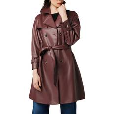 Red Coats Joe's Jeans The Eliza Leather Trench Rum Raisin Women's Clothing Burgundy MD