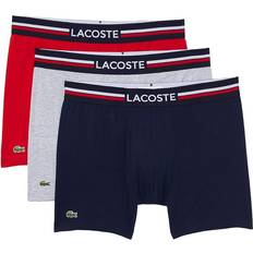 Lacoste Red Men's Underwear Lacoste Mens Boxer Briefs Pack French Flag Iconic Lifestyle, XX-Large, Color: Navy Blue/Silver Chine-Re