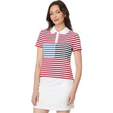 Tommy Hilfiger Red Polo Shirts Tommy Hilfiger Women's Striped Short Sleeve Polo Shirt Scar/bwht