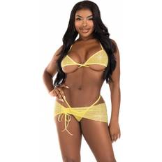 Yellow Lingerie Sets Leg Avenue 3tlg. Strass-Set gelb