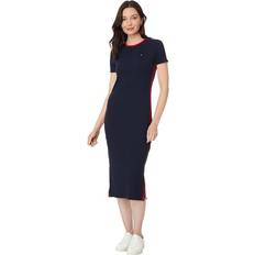 Tommy Hilfiger Women Dresses Tommy Hilfiger Women's Contrast-Stripe Ribbed Knit Midi Dress Sky Capt