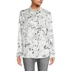 M Blouses Karl Lagerfeld Paris Women's Sketch Print Shirt Soft White