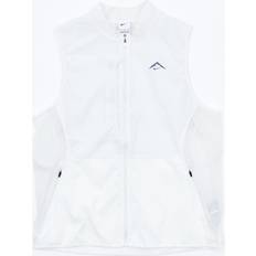 Nike White Vests Nike Trail Aireez Men's Running Gilet White 75% Recycled Fibres Minimum