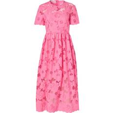 Baumwolle - Knielange Kleider Self-Portrait Pink Cotton Lace Midi Dress