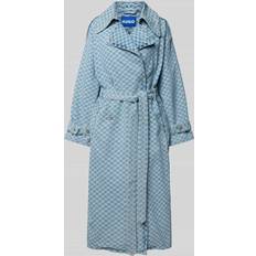 Blau - Damen Mäntel Hugo Trenchcoat aus Denim mit Schachbrett-Jacquard