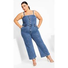 City Chic Blue - Women Jumpsuits & Overalls City Chic JUMPSUIT LILI Blue Wash