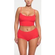 SKIMS Red Lingerie Sets SKIMS Cropped Cami Top And Boy Short Set Red Fits Everybody Lace