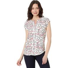 Tommy Hilfiger Red Blouses Tommy Hilfiger Women's Ditsy Floral Cap-Sleeve Top Scarlt Mul