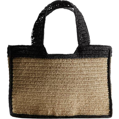 H&M Straw Shopper - Beige/Black