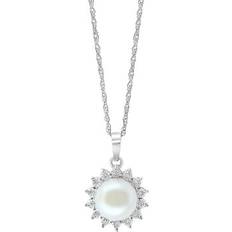 White Gold - Women Charms & Pendants Effy 925 Sterling Silver Diamond Freshwater Pearl Pendant, in 16 in