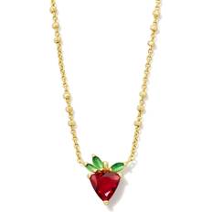 Kendra Scott Charms & Pendants Kendra Scott Strawberry Gold Pendant Necklace in Dark Pink Crystal OS