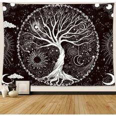 Wall Decor Wonrizon Tree of Life Tapestry Galaxy Space Tapestries Aesthetic Psychedelic Black and White Wall Decor 59.1x82.7"