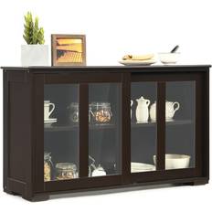 Sliding Doors Sideboards Costway Buffet Brown Sideboard 42x24.5"