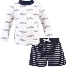 UV Sets Hudson Baby Unisex Swim Rashguard Set, Gray Shark, Toddler