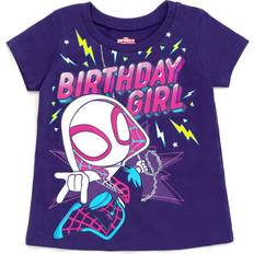 Tops Marvel Spidey and His Amazing Friends Ghost-Spider Birthday Little Girls T-Shirt Purple Spider Gwen 7-8