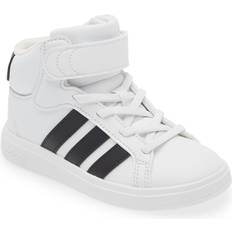 Running Shoes Adidas Kids' Grand Court Mid Top Sneaker in White/Black/White